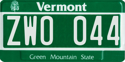 VT license plate ZWO044