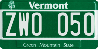 VT license plate ZWO050