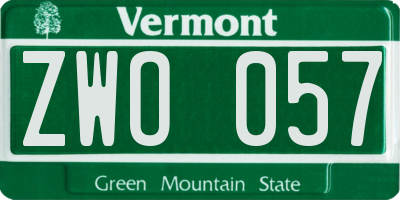 VT license plate ZWO057