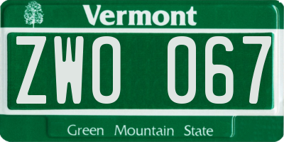 VT license plate ZWO067