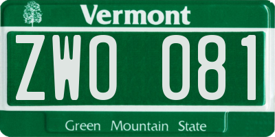 VT license plate ZWO081