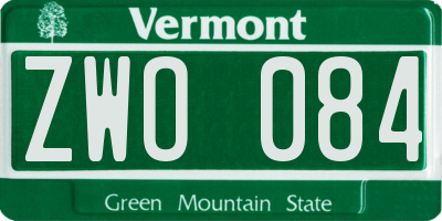 VT license plate ZWO084