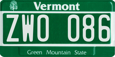 VT license plate ZWO086
