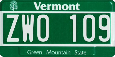 VT license plate ZWO109