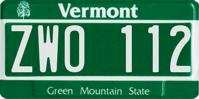 VT license plate ZWO112