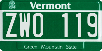 VT license plate ZWO119
