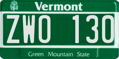 VT license plate ZWO130