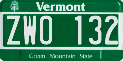 VT license plate ZWO132