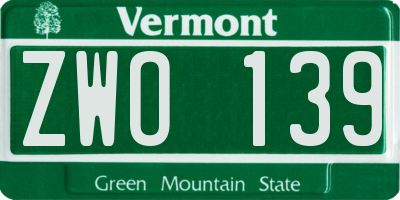 VT license plate ZWO139