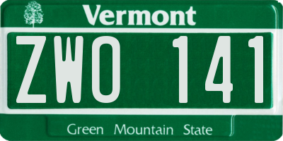 VT license plate ZWO141