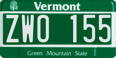 VT license plate ZWO155