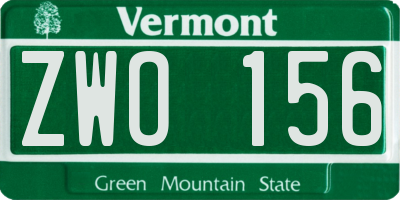 VT license plate ZWO156