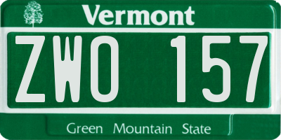 VT license plate ZWO157