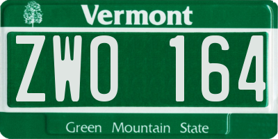 VT license plate ZWO164