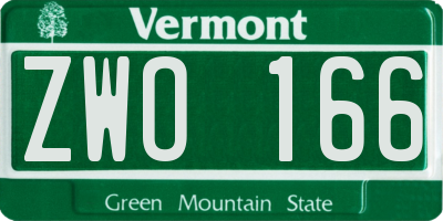 VT license plate ZWO166