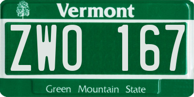 VT license plate ZWO167