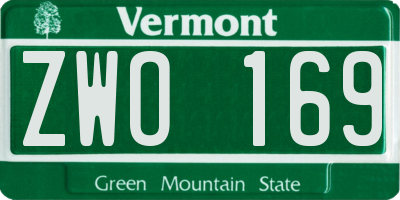 VT license plate ZWO169