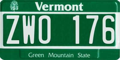 VT license plate ZWO176