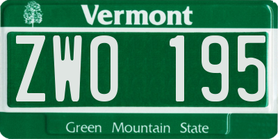 VT license plate ZWO195