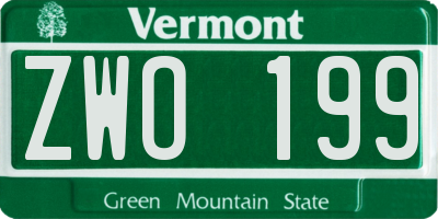 VT license plate ZWO199