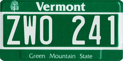 VT license plate ZWO241