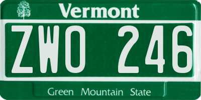 VT license plate ZWO246