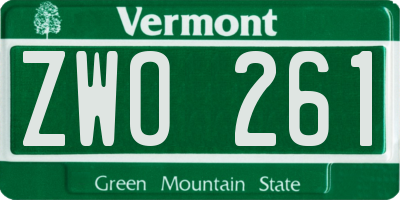VT license plate ZWO261