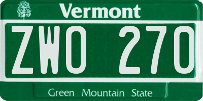 VT license plate ZWO270
