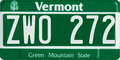 VT license plate ZWO272