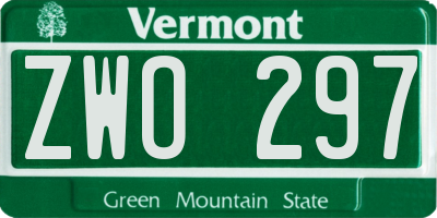 VT license plate ZWO297
