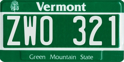 VT license plate ZWO321