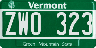 VT license plate ZWO323