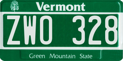 VT license plate ZWO328