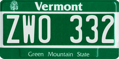 VT license plate ZWO332