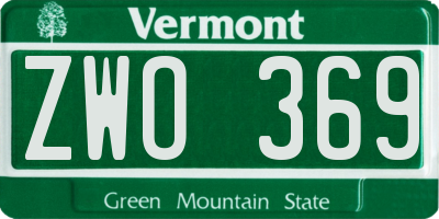 VT license plate ZWO369