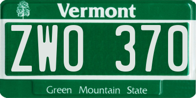 VT license plate ZWO370