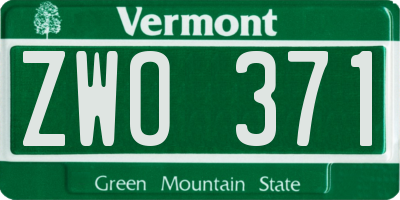 VT license plate ZWO371
