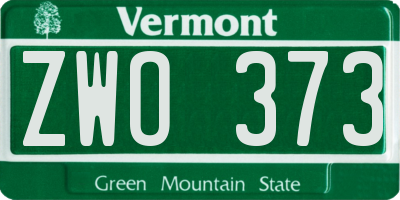 VT license plate ZWO373