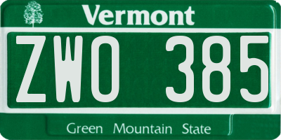 VT license plate ZWO385