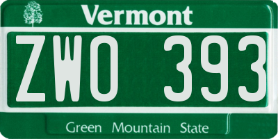 VT license plate ZWO393