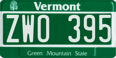 VT license plate ZWO395