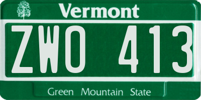 VT license plate ZWO413