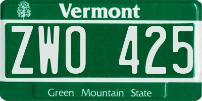 VT license plate ZWO425
