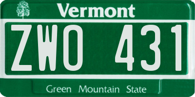 VT license plate ZWO431