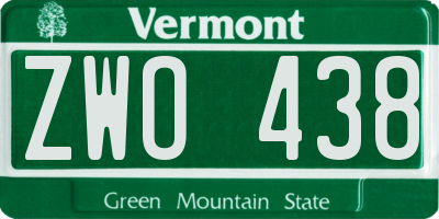VT license plate ZWO438