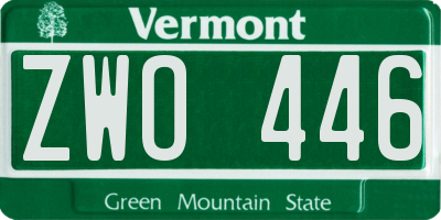VT license plate ZWO446