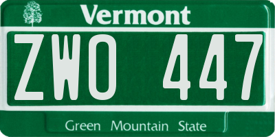 VT license plate ZWO447