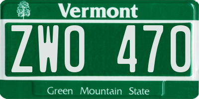 VT license plate ZWO470