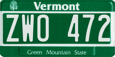VT license plate ZWO472