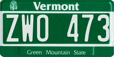 VT license plate ZWO473